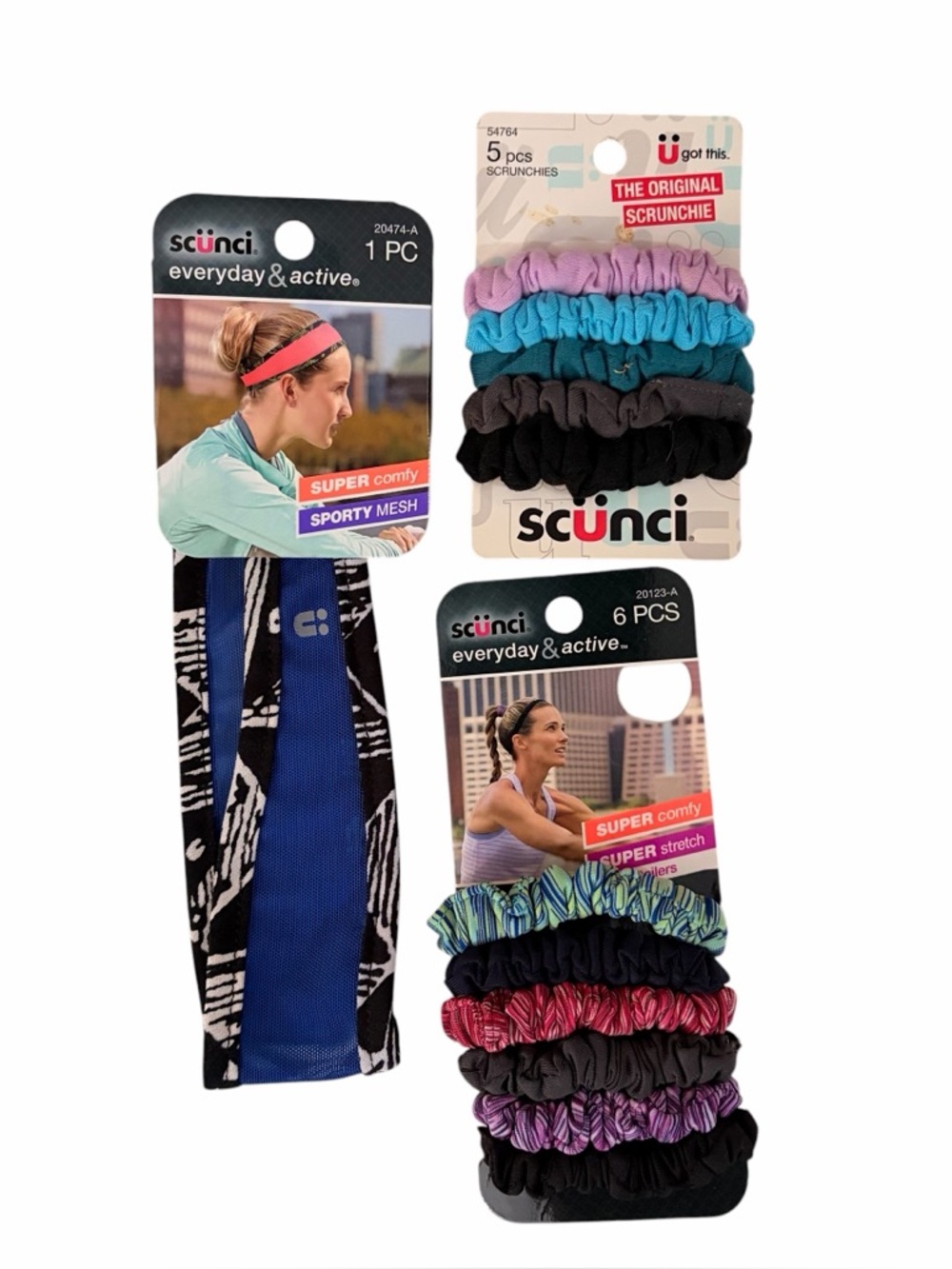 Scunci Lot of 3 Everyday & Active Super Comfy Hair Scrunchies